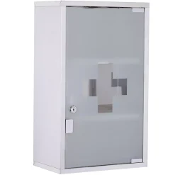 Homcom Armoire à pharmacie murale verrouillable 3 niv. acier inox