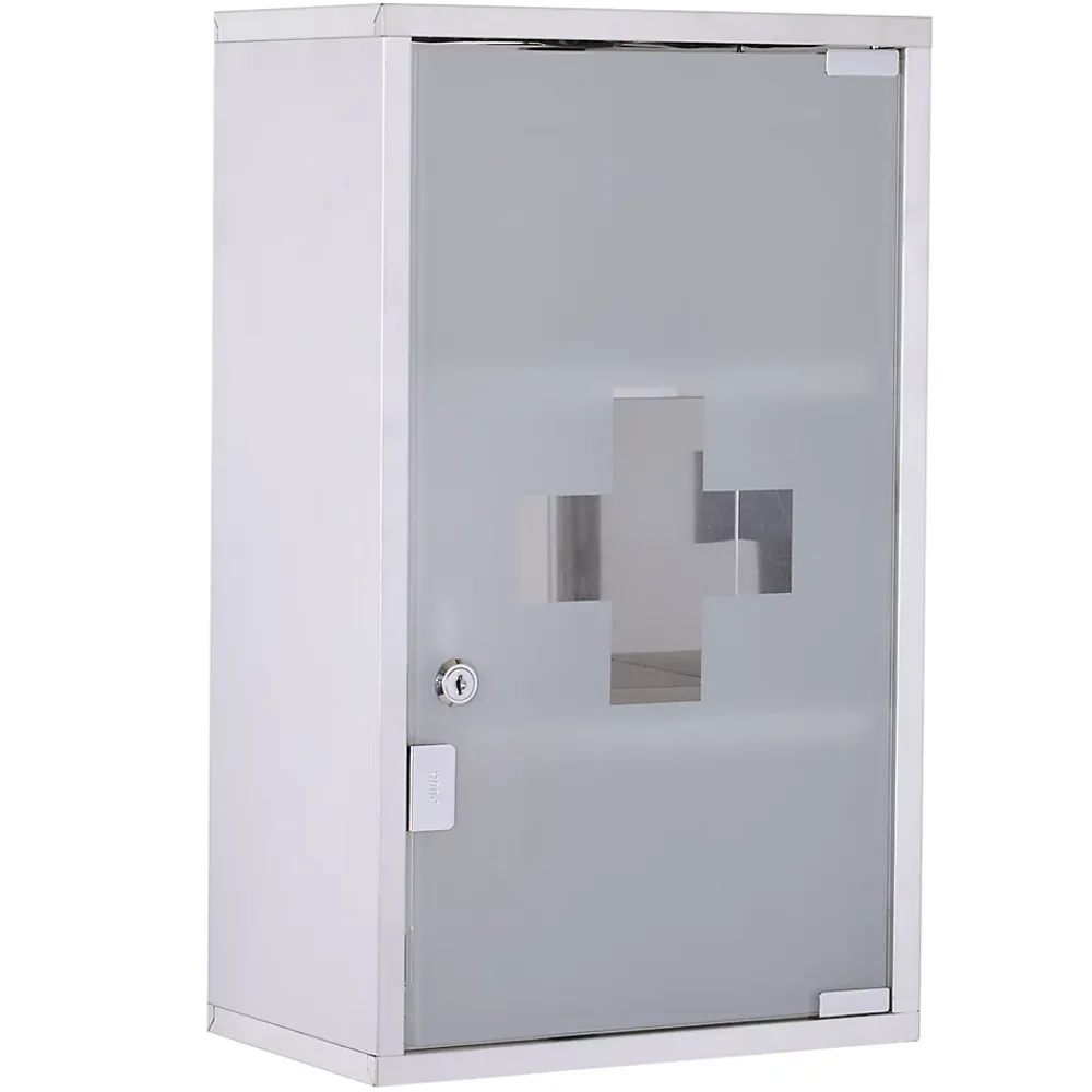 Homcom Armoire à pharmacie murale verrouillable 3 niv. acier inox