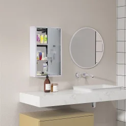 Homcom Armoire à pharmacie murale verrouillable 3 niv. acier inox