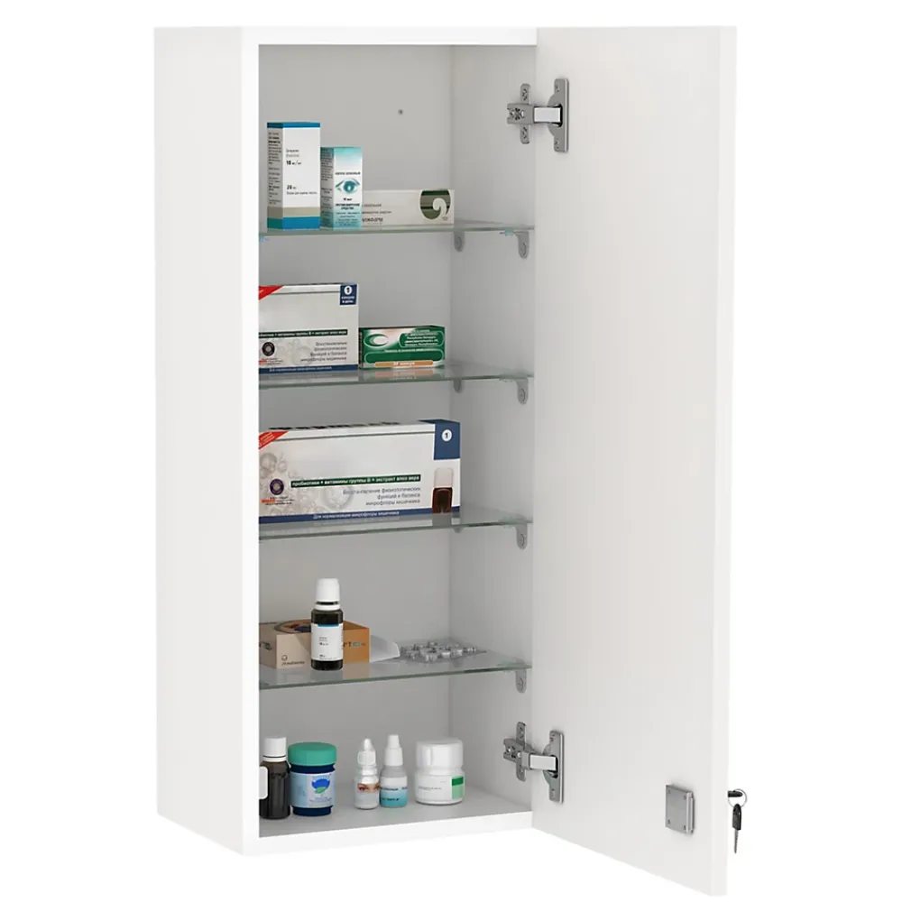 Armoire De Toilette|kleankin Armoire à pharmacie murale verrouillable - 5 niveaux - verre panneaux blanc