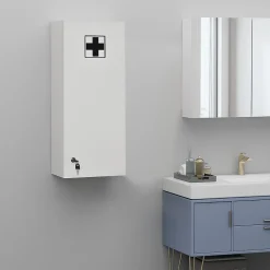 Armoire De Toilette|kleankin Armoire à pharmacie murale verrouillable - 5 niveaux - verre panneaux blanc