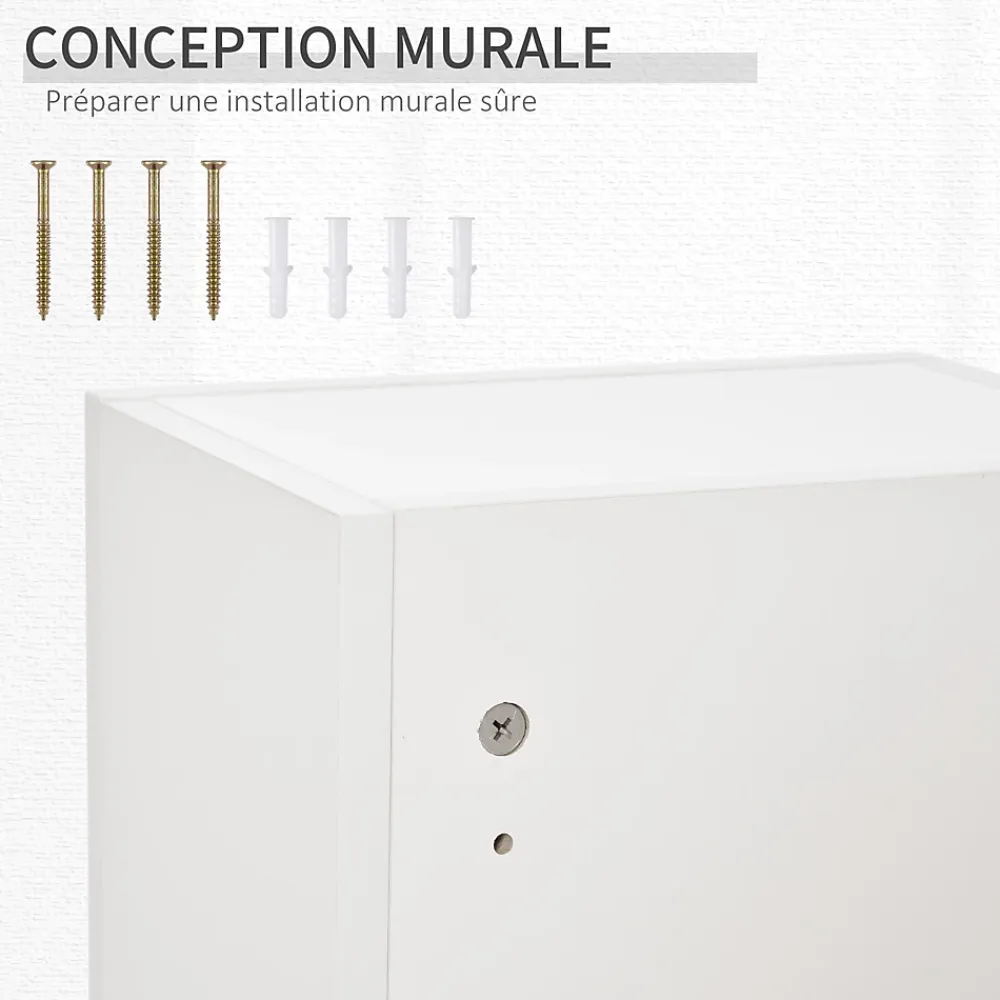 Armoire De Toilette|kleankin Armoire à pharmacie murale verrouillable - 5 niveaux - verre panneaux blanc