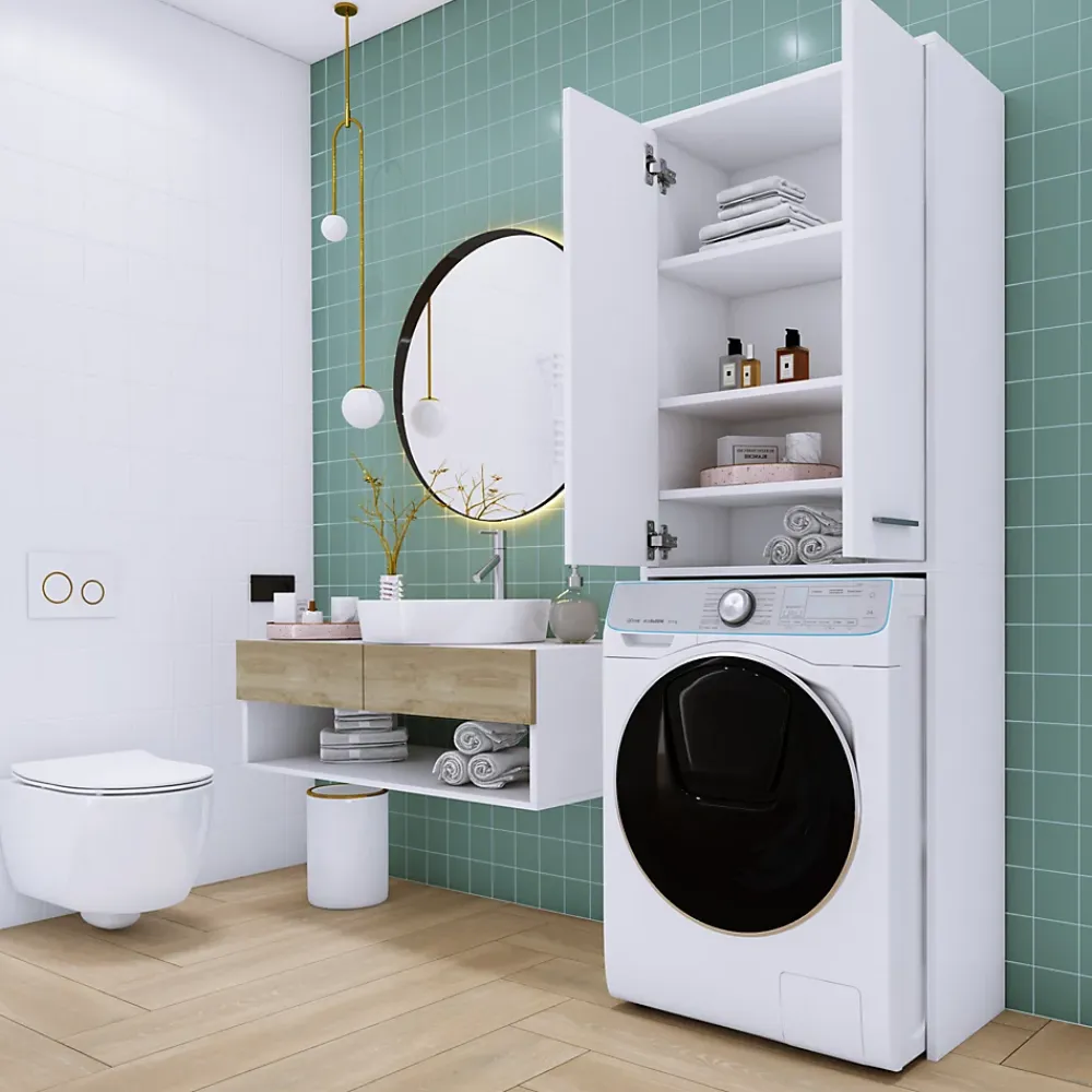 3xE Living Armoire au-dessus du lave-linge, gris, 31 x 64 x 180 cm