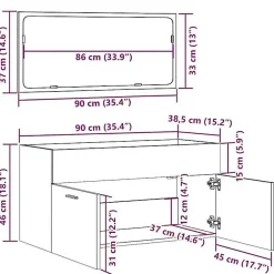 Vidaxl Armoire de bain avec miroir gris béton bois d'ingénierie