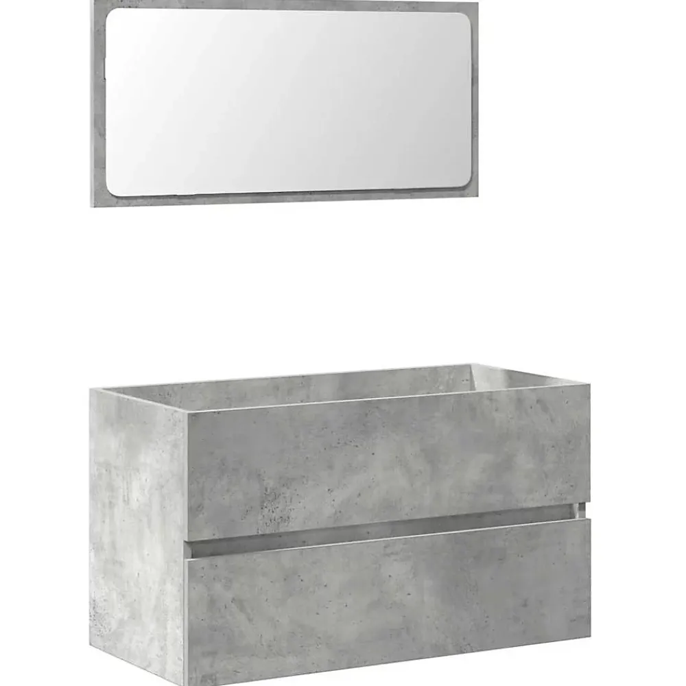 Meuble Wc|Vidaxl Armoire de bain avec miroir gris béton bois d'ingénierie