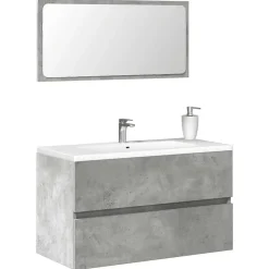 Meuble Wc|Vidaxl Armoire de bain avec miroir gris béton bois d'ingénierie