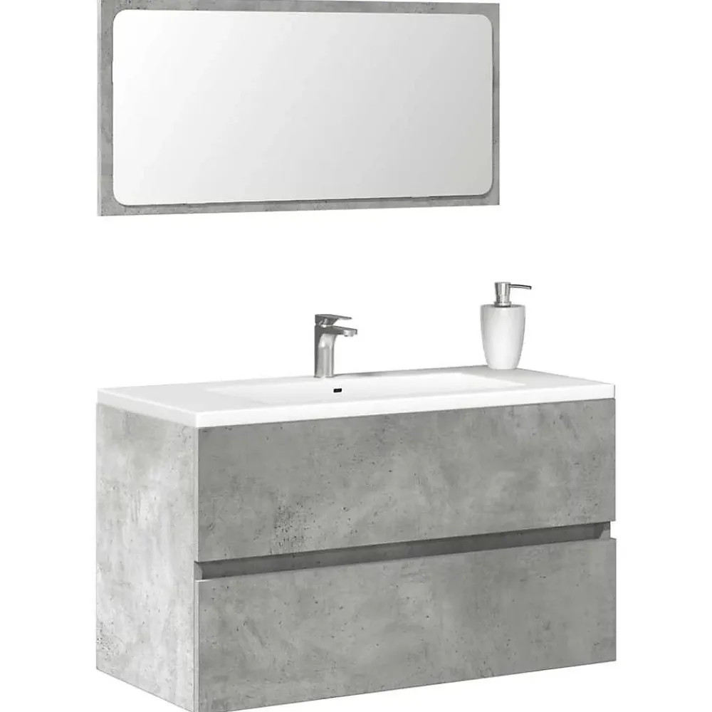 Meuble Wc|Vidaxl Armoire de bain avec miroir gris béton bois d'ingénierie