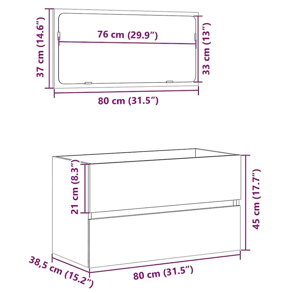 Meuble Wc|Vidaxl Armoire de bain avec miroir gris béton bois d'ingénierie