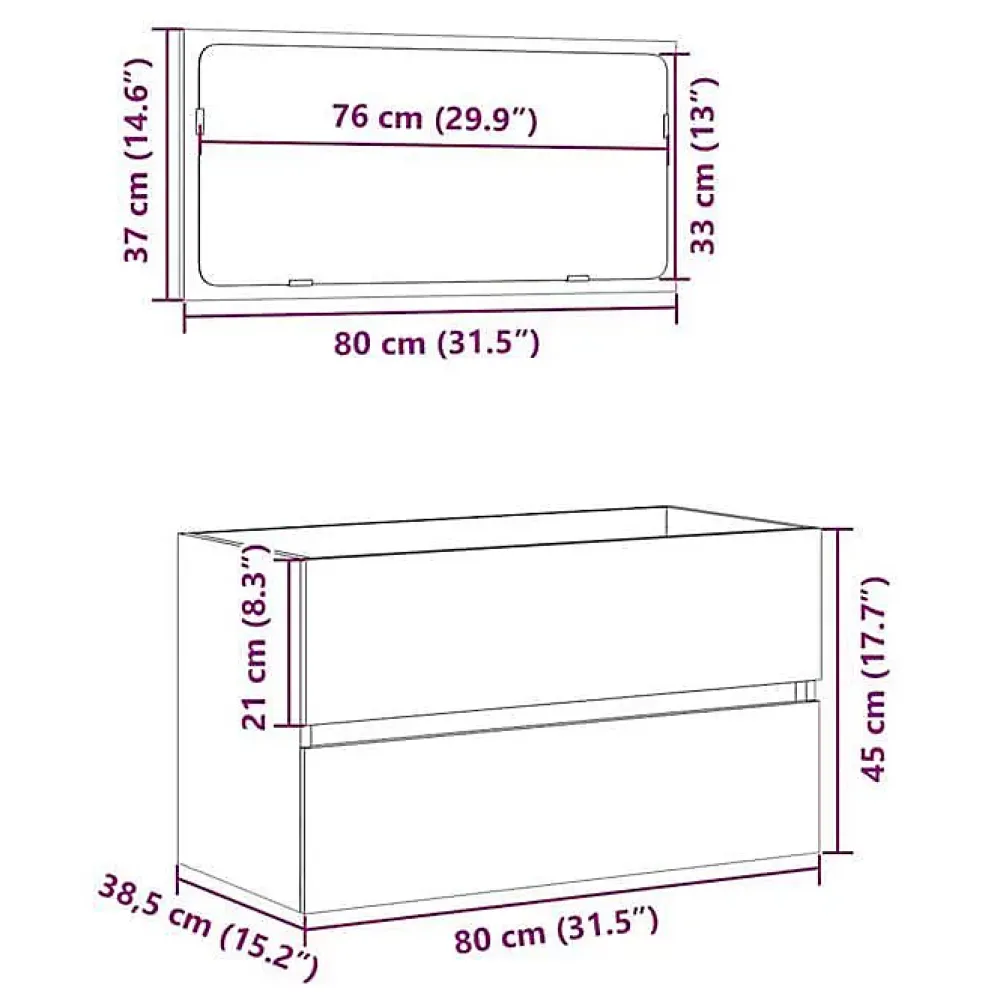 Meuble Wc|Vidaxl Armoire de bain avec miroir gris béton bois d'ingénierie