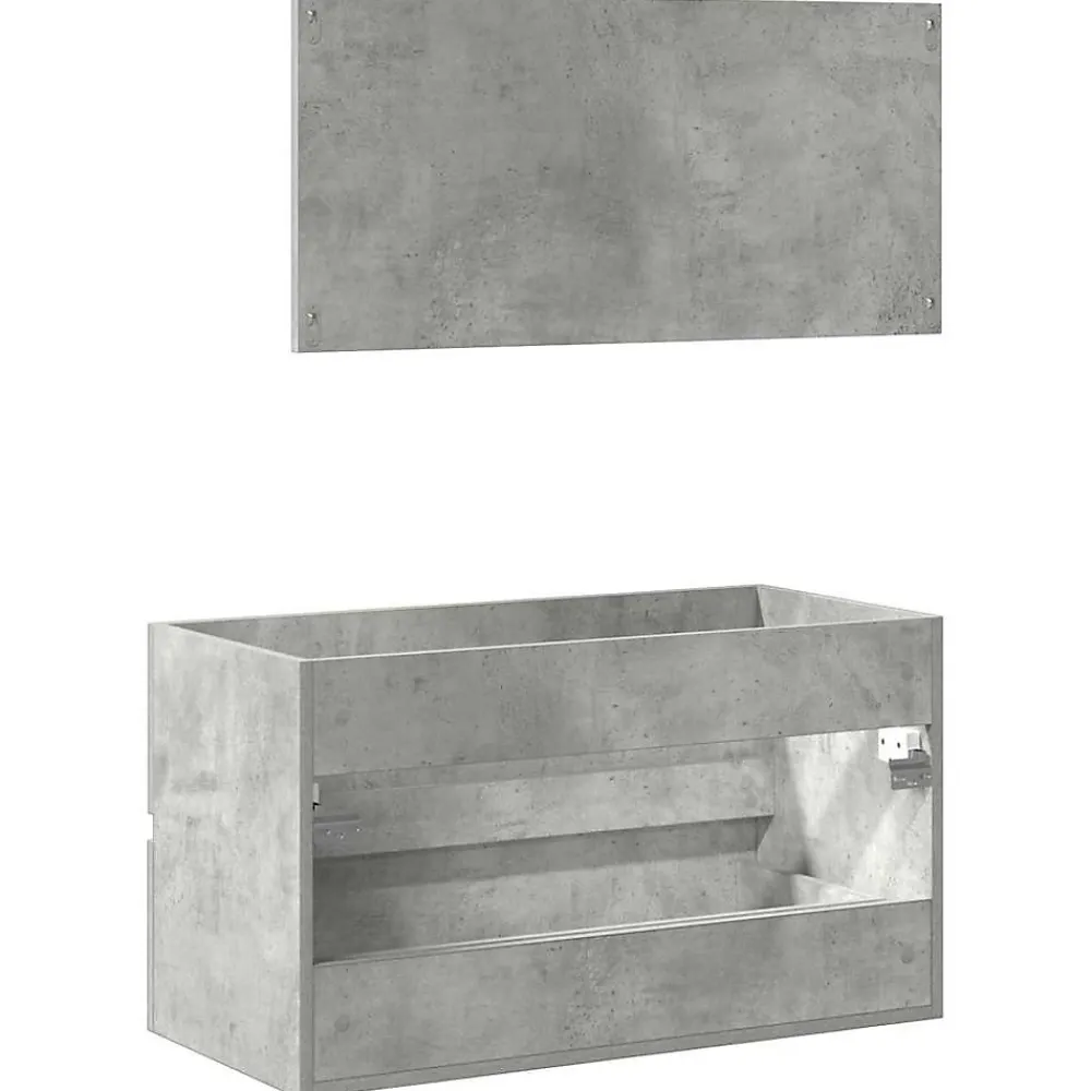 Meuble Wc|Vidaxl Armoire de bain avec miroir gris béton bois d'ingénierie