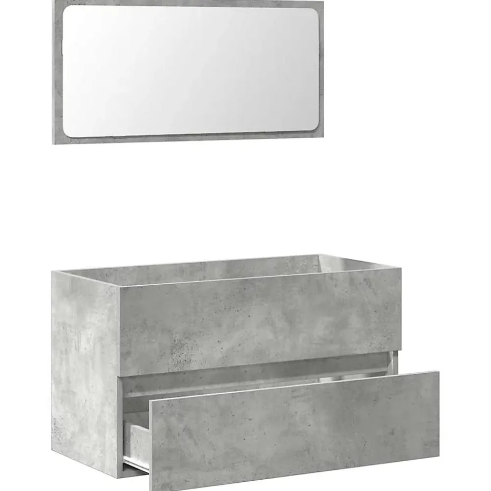 Meuble Wc|Vidaxl Armoire de bain avec miroir gris béton bois d'ingénierie