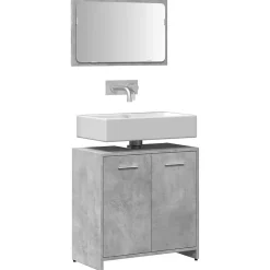 Vidaxl Armoire de bain avec miroir gris béton bois d'ingénierie