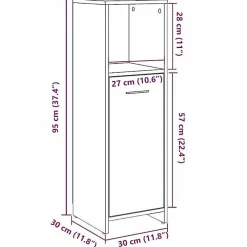 Vidaxl Armoire de bain chêne artisanal 30x30x95 cm bois d'ingénierie