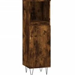 Vidaxl Armoire de bain chêne fumé 30x30x100 cm bois d'ingénierie