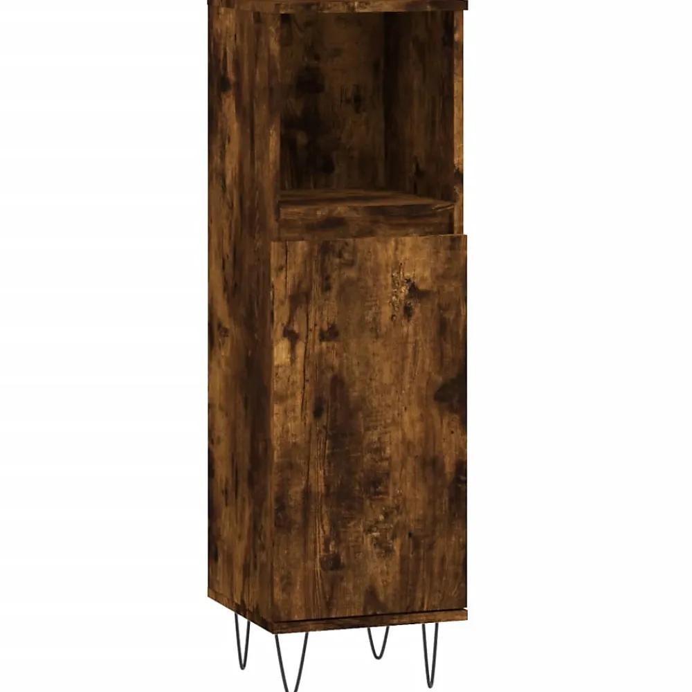 Vidaxl Armoire de bain chêne fumé 30x30x100 cm bois d'ingénierie