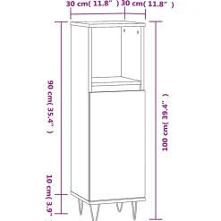 Vidaxl Armoire de bain chêne fumé 30x30x100 cm bois d'ingénierie
