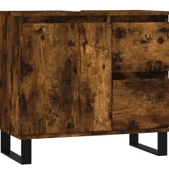 Vidaxl Armoire de bain chêne fumé 65x33x60 cm bois d'ingénierie