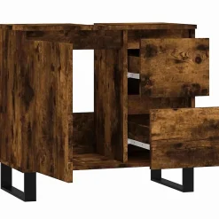 Vidaxl Armoire de bain chêne fumé 65x33x60 cm bois d'ingénierie