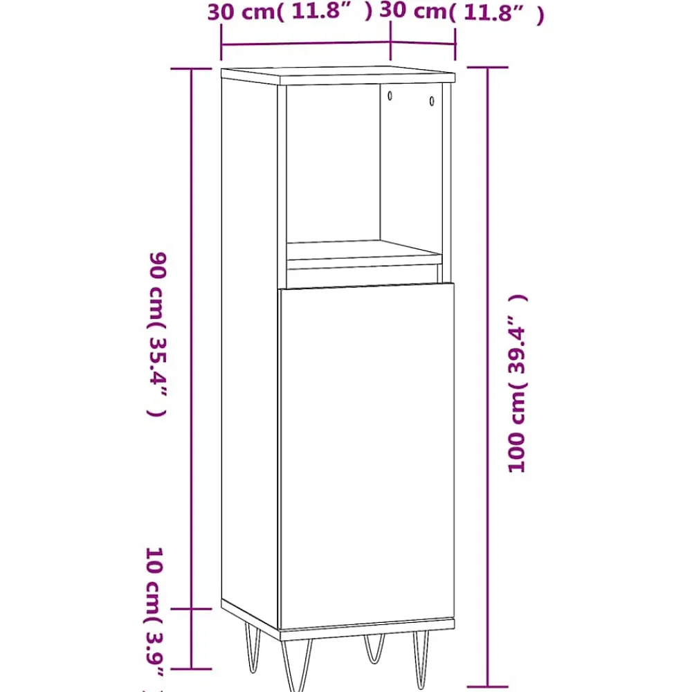 Vidaxl Armoire de bain chêne marron 30x30x100 cm bois d'ingénierie