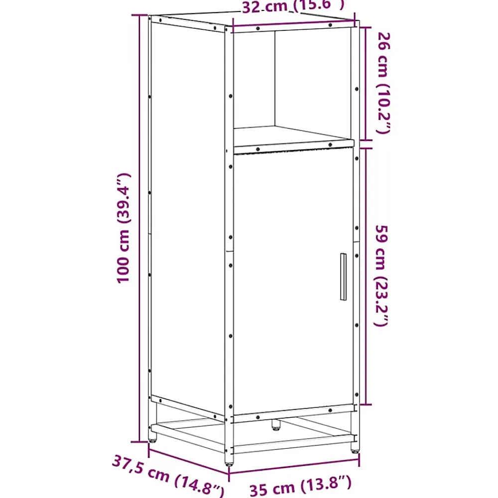Vidaxl Armoire de bain chêne marron 35x37,5x100 cm bois d'ingénierie