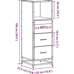 Vidaxl Armoire de bain chêne marron 35x37,5x100 cm bois d'ingénierie