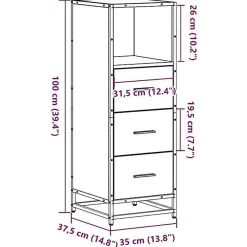 Vidaxl Armoire de bain chêne marron 35x37,5x100 cm bois d'ingénierie