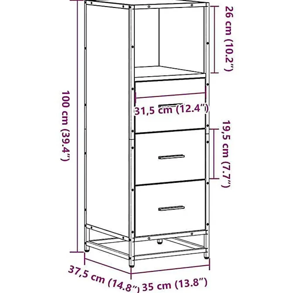 Vidaxl Armoire de bain chêne marron 35x37,5x100 cm bois d'ingénierie