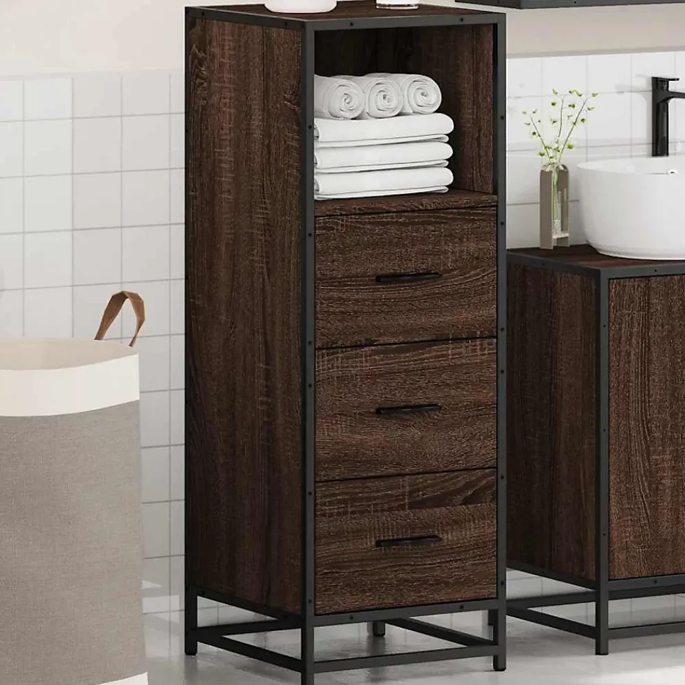 Vidaxl Armoire de bain chêne marron 35x37,5x100 cm bois d'ingénierie