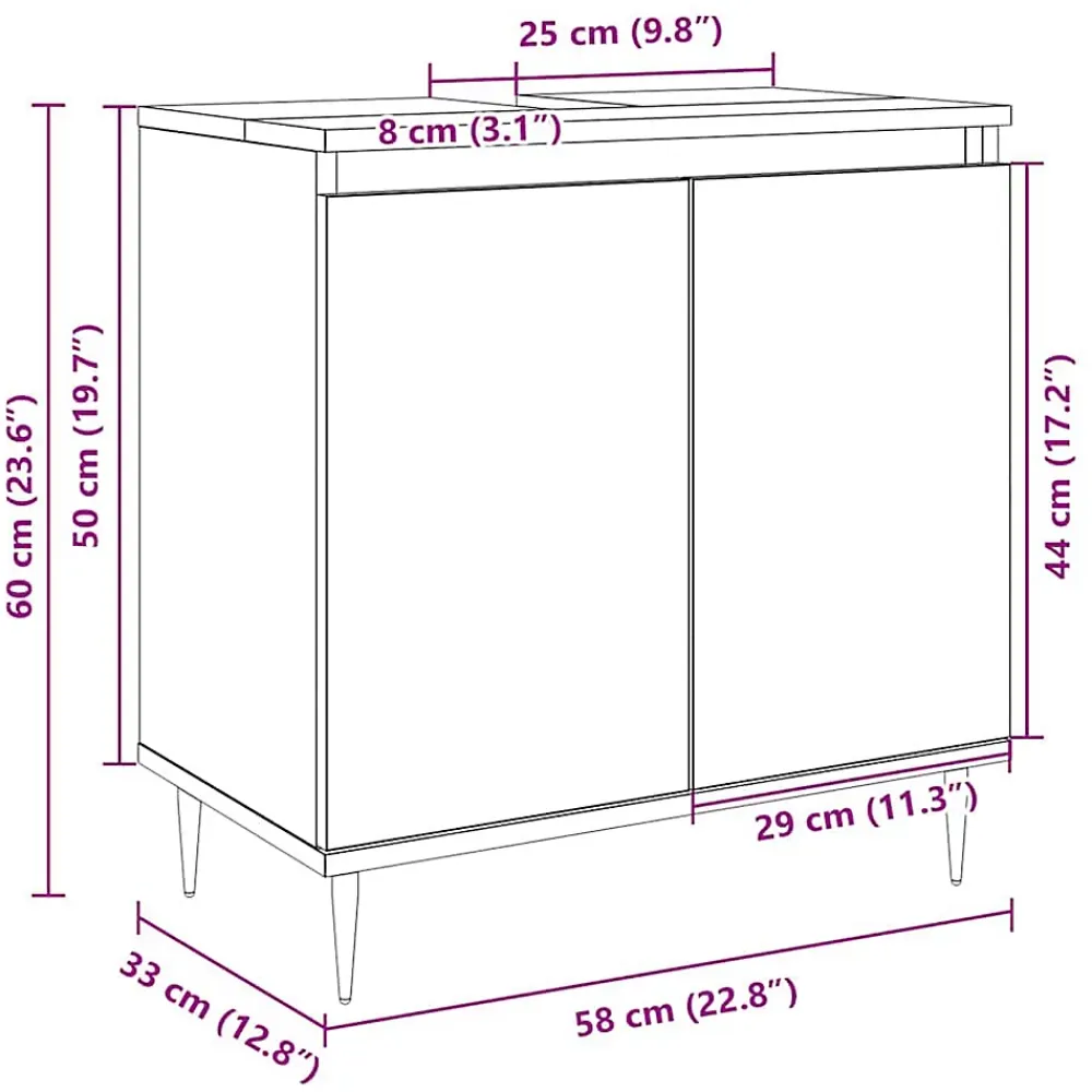 Vidaxl Armoire de bain chêne sonoma 58x33x60 cm bois d'ingénierie