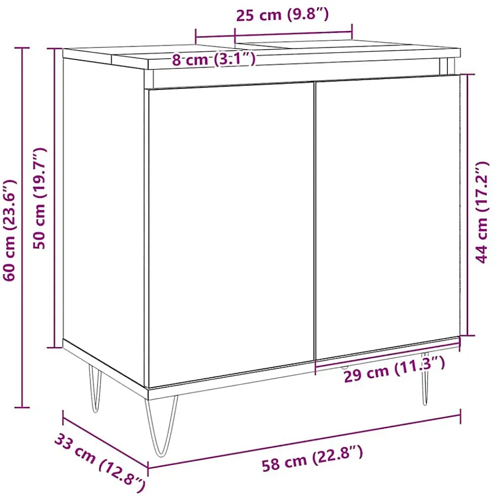 Vidaxl Armoire de bain chêne sonoma 58x33x60 cm bois d'ingénierie