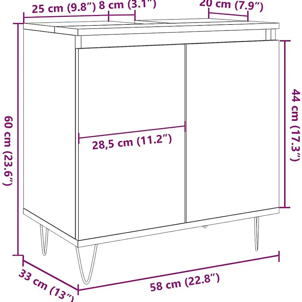 Meuble Wc|Vidaxl Armoire de bain gris béton 58x33x60 cm bois d'ingénierie