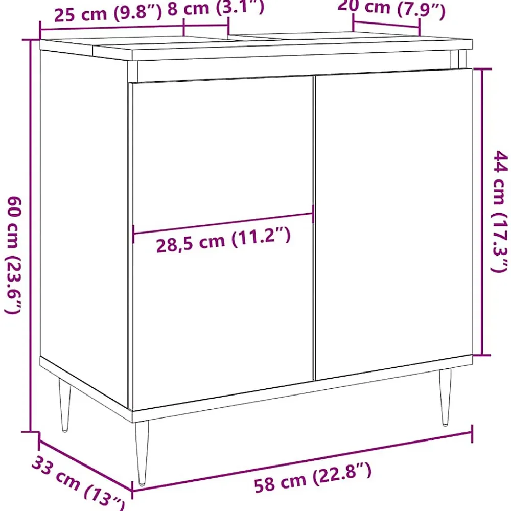 Meuble Wc|Vidaxl Armoire de bain gris béton 58x33x60 cm bois d'ingénierie