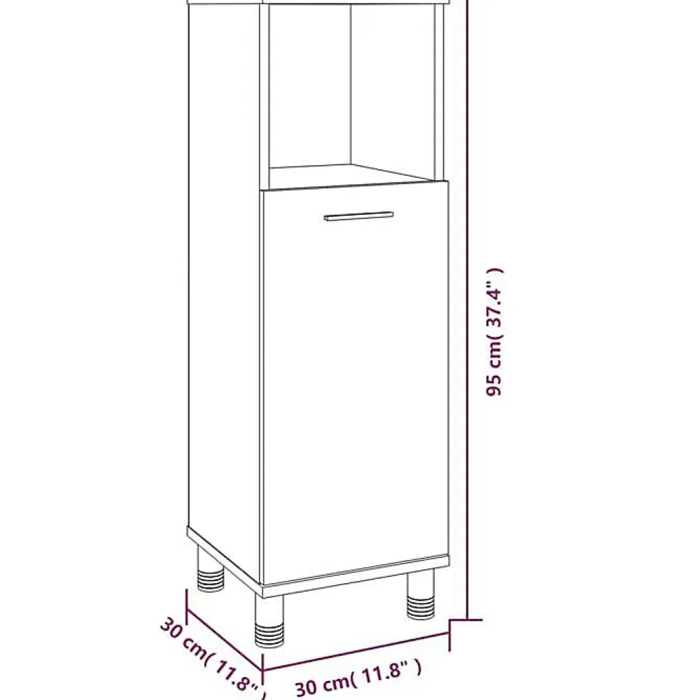 Vidaxl Armoire de bain Sonoma gris 30x30x95 cm Bois d'ingénierie