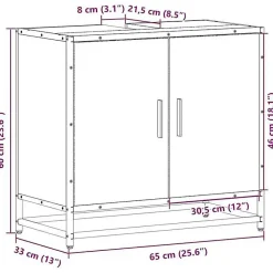 Vidaxl Armoire de lavabo de salle de bain sonoma gris 65x33x60 cm