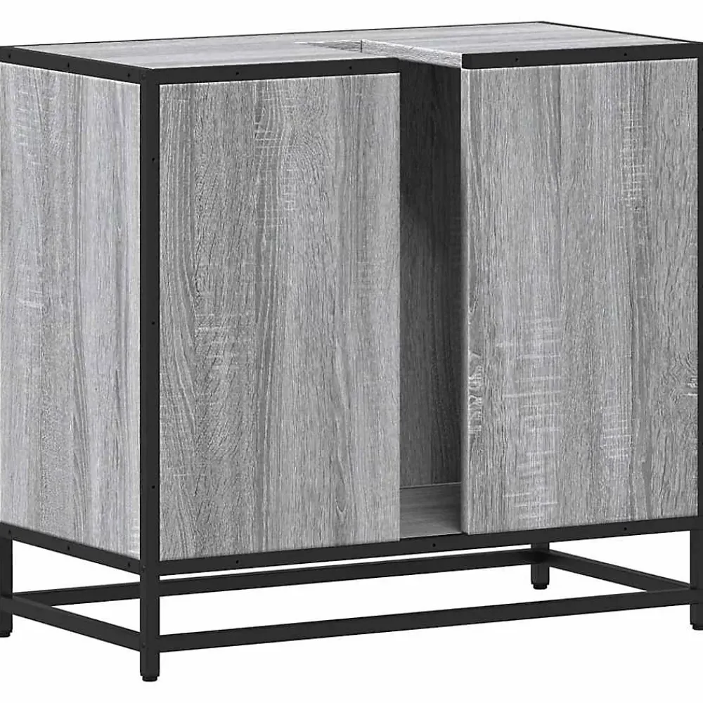 Vidaxl Armoire de lavabo de salle de bain sonoma gris 65x33x60 cm