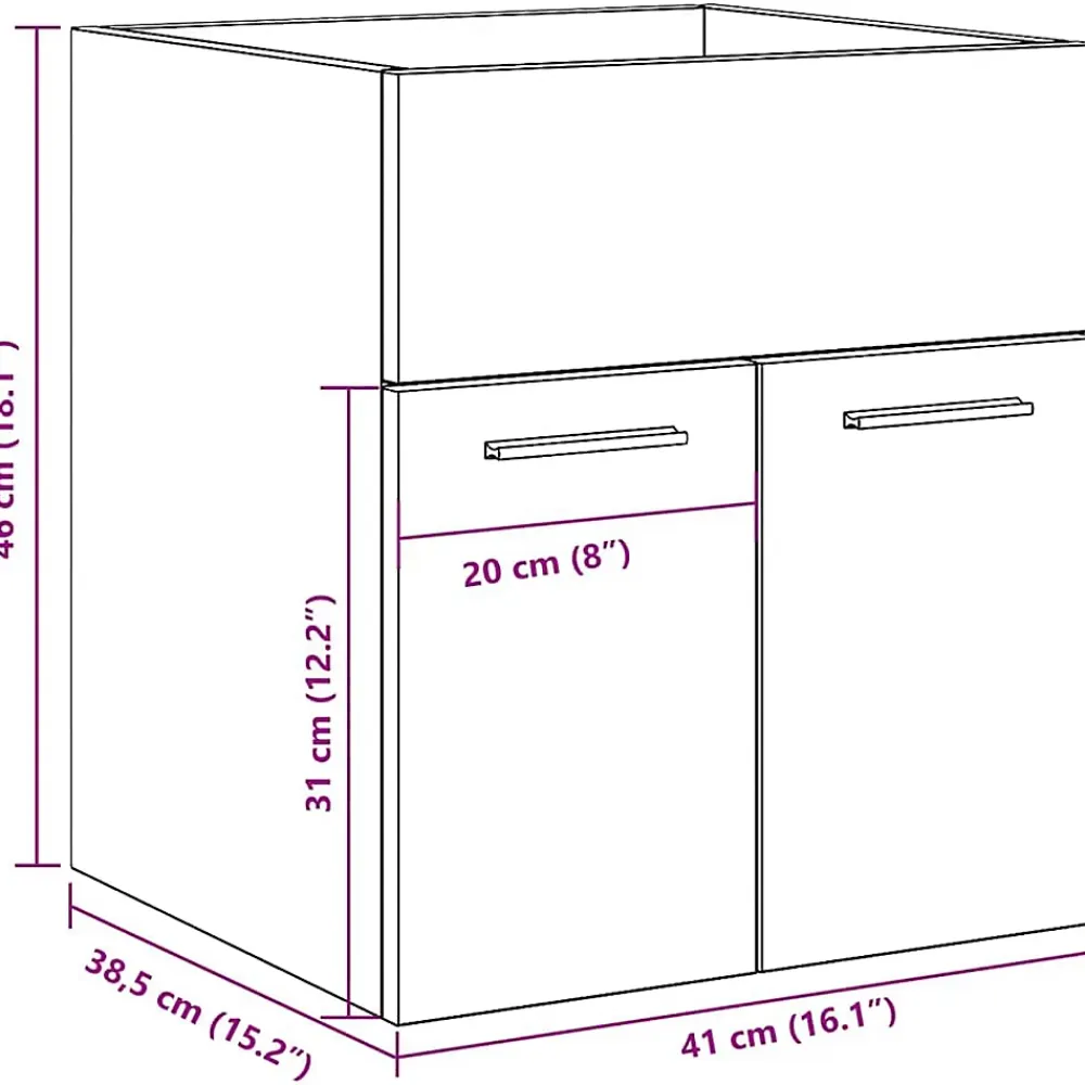 Meuble Wc|Vidaxl Armoire de lavabo de salle de bain gris béton 41x38,5x46 cm