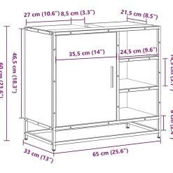 Meuble Wc|Vidaxl Armoire de lavabo de salle de bain chêne marron 65x33x60 cm