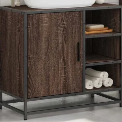 Meuble Wc|Vidaxl Armoire de lavabo de salle de bain chêne marron 65x33x60 cm