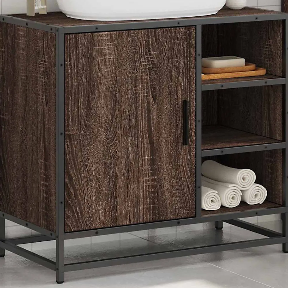 Meuble Wc|Vidaxl Armoire de lavabo de salle de bain chêne marron 65x33x60 cm