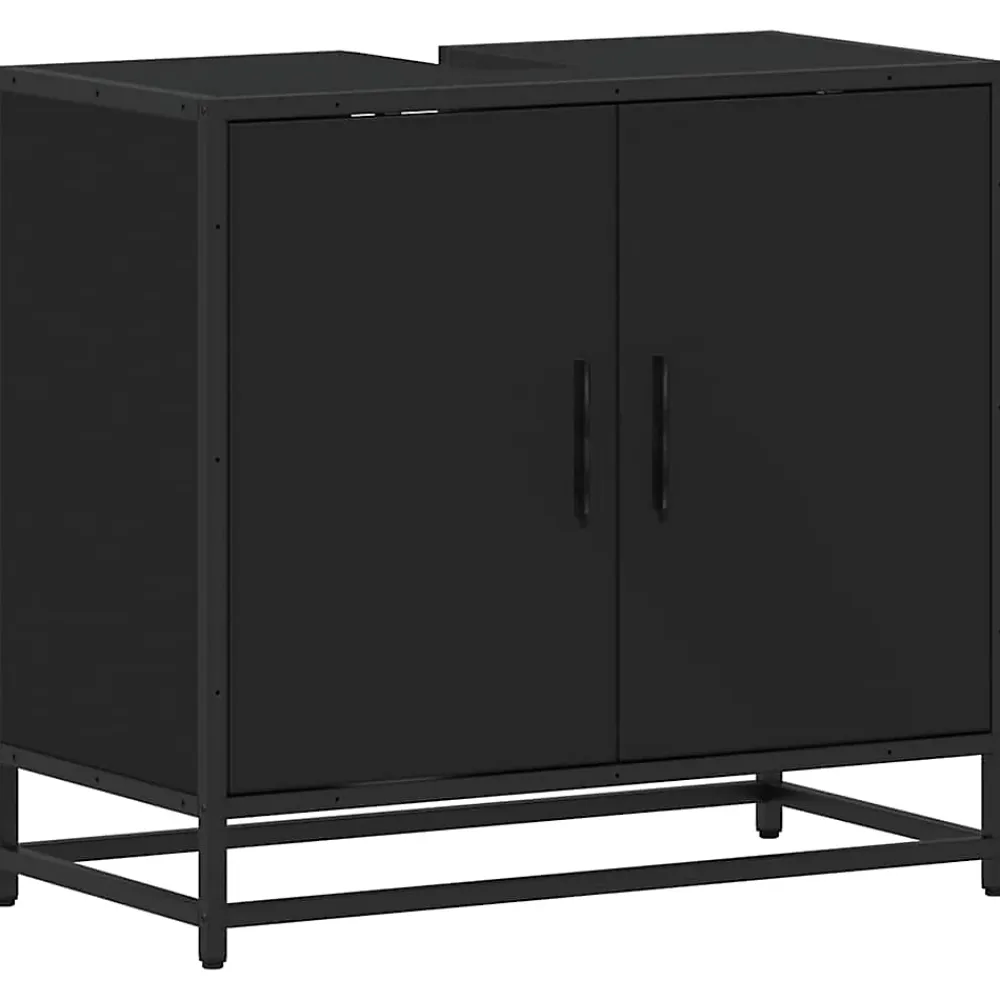 Meuble Wc|Vidaxl Armoire de lavabo de salle de bain noir 65x33x60 cm