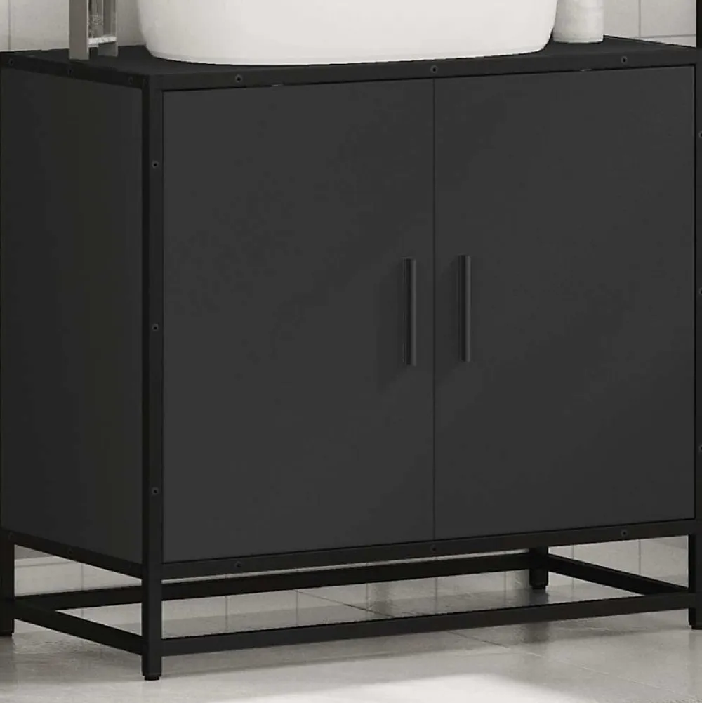 Meuble Wc|Vidaxl Armoire de lavabo de salle de bain noir 65x33x60 cm