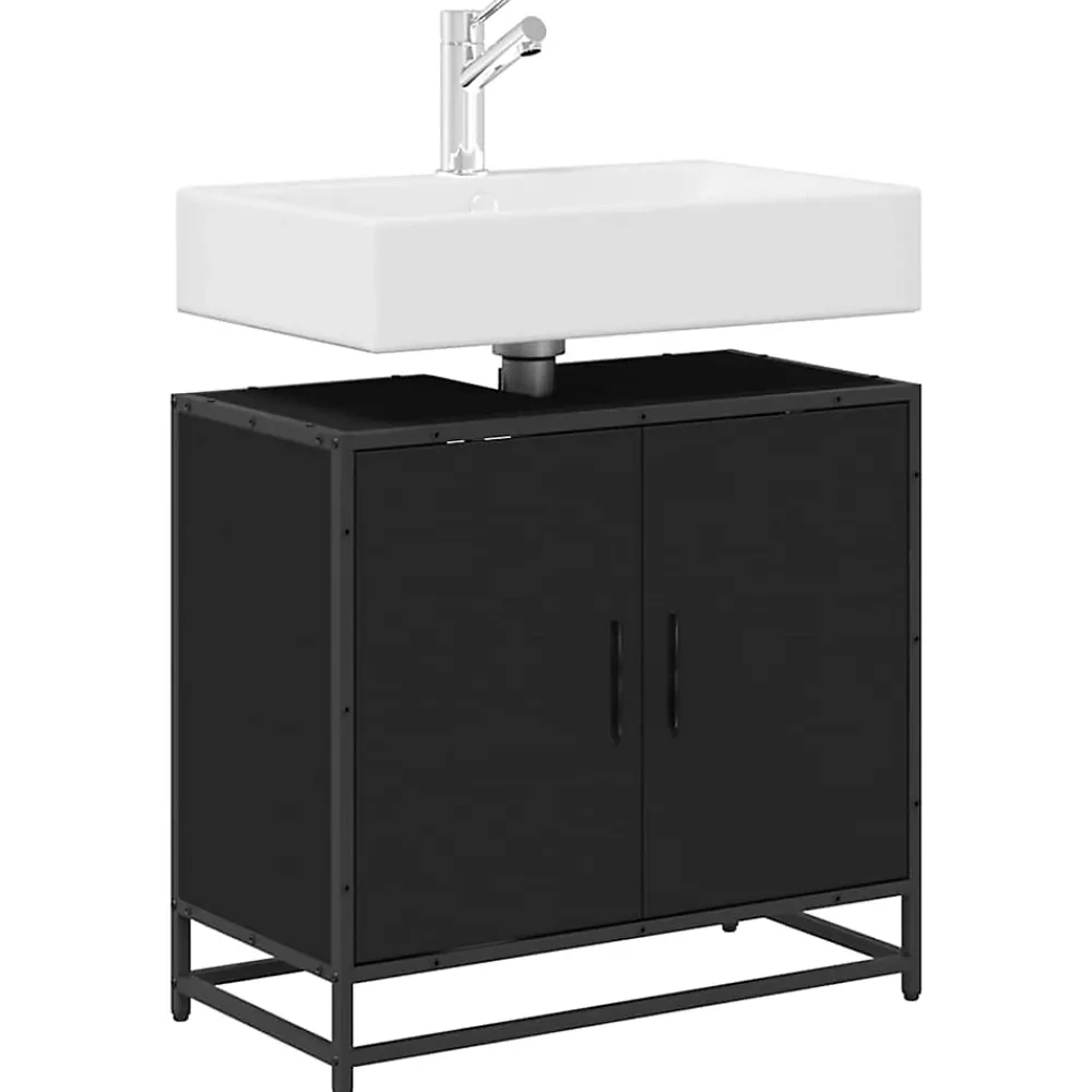 Meuble Wc|Vidaxl Armoire de lavabo de salle de bain noir 65x33x60 cm