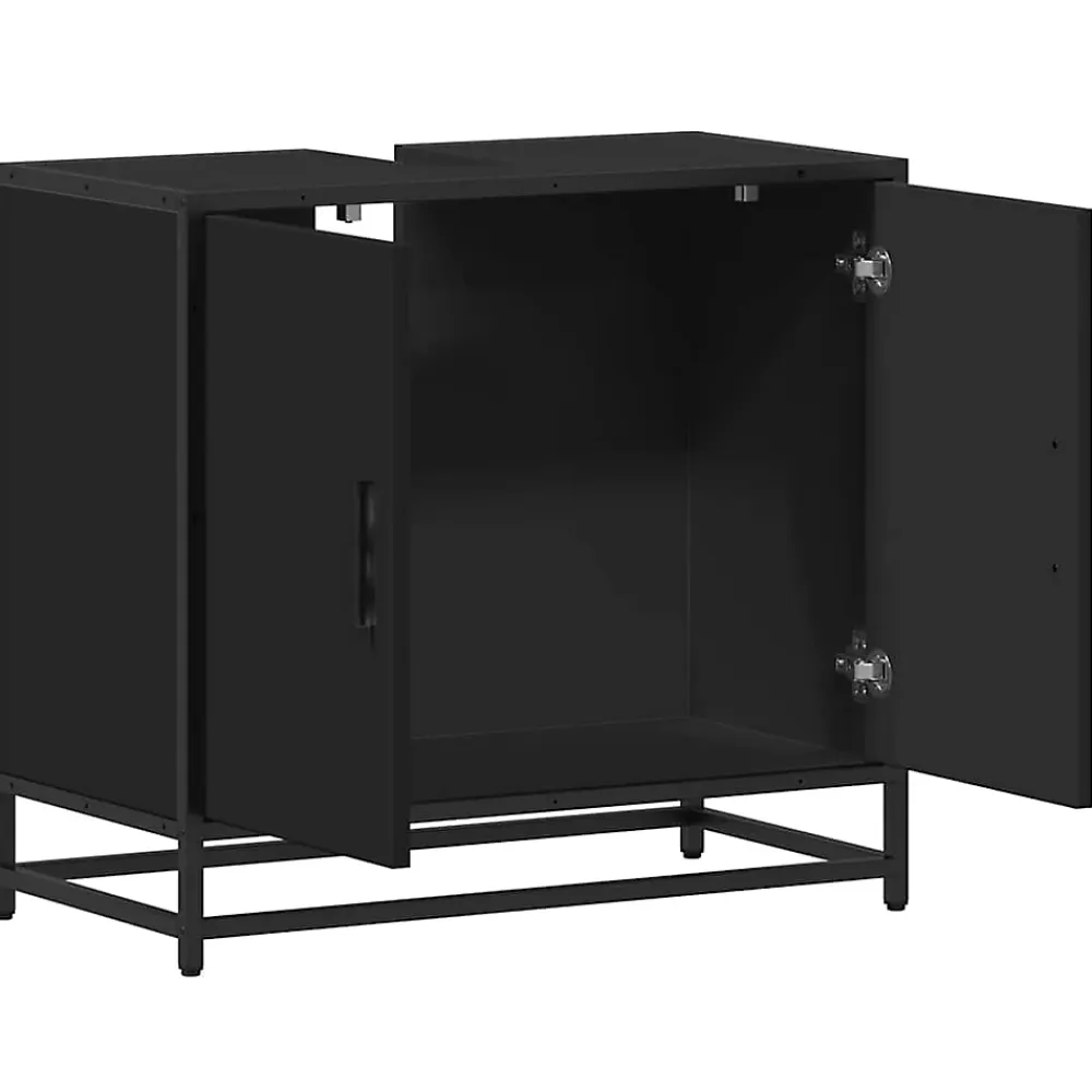 Meuble Wc|Vidaxl Armoire de lavabo de salle de bain noir 65x33x60 cm
