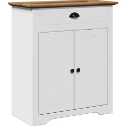 Meuble Wc|Vidaxl Armoire de lavabo de salle de bain BODO blanc marron 70x35x80cm