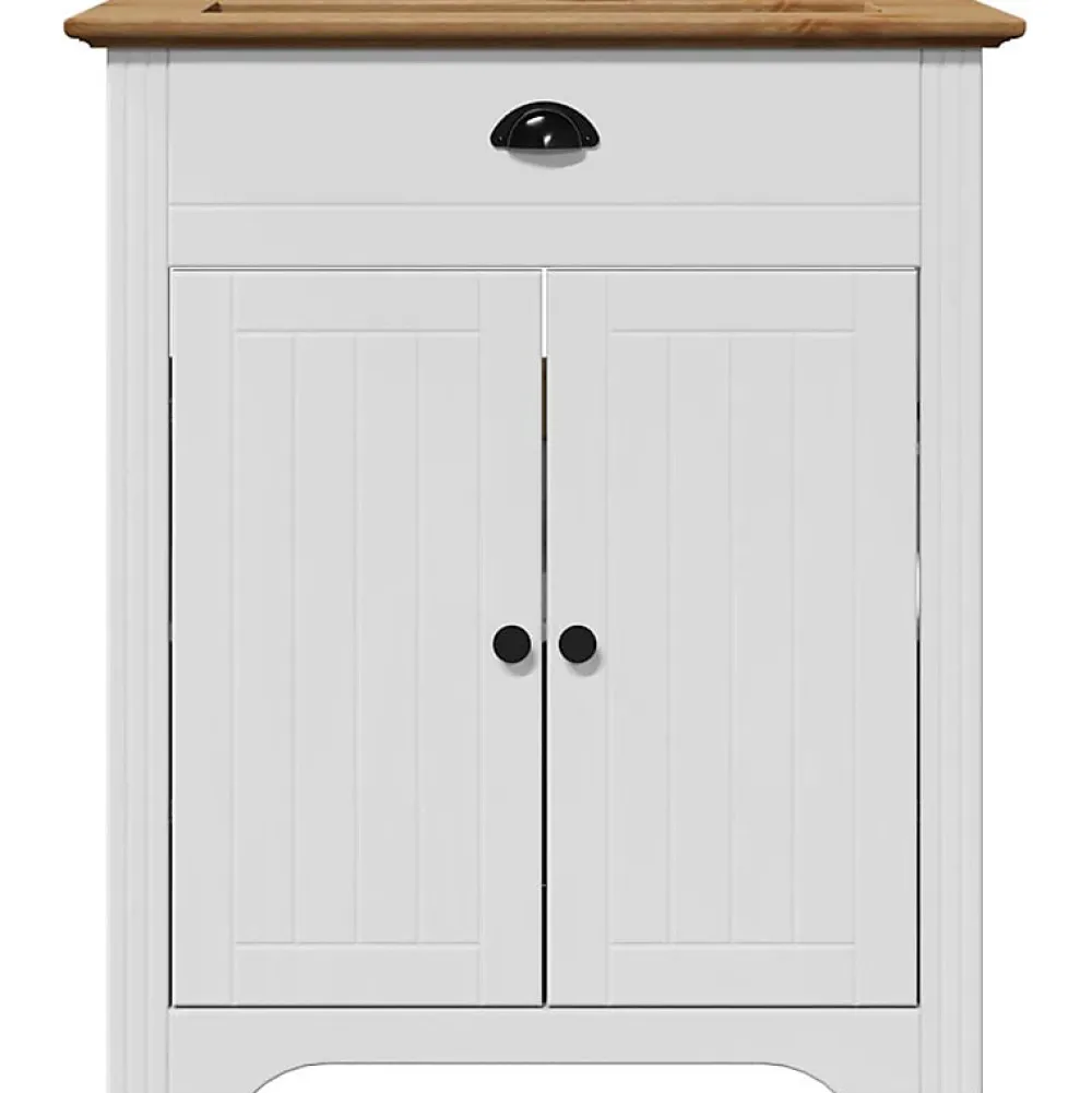 Meuble Wc|Vidaxl Armoire de lavabo de salle de bain BODO blanc marron 70x35x80cm