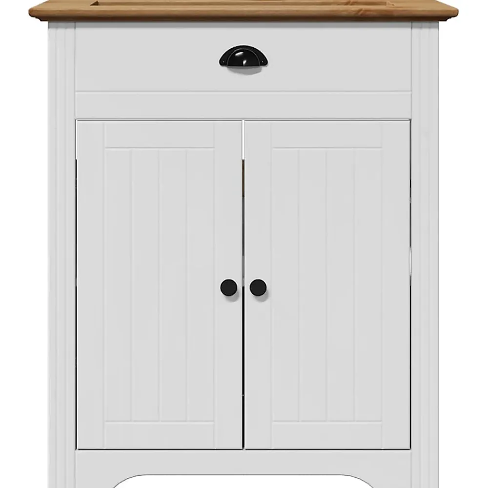 Meuble Wc|Vidaxl Armoire de lavabo de salle de bain BODO blanc marron 70x35x80cm
