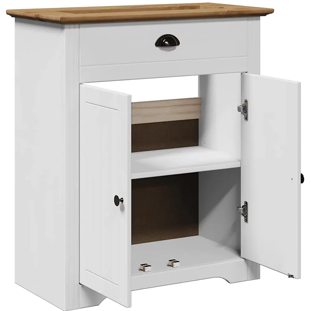 Meuble Wc|Vidaxl Armoire de lavabo de salle de bain BODO blanc marron 70x35x80cm