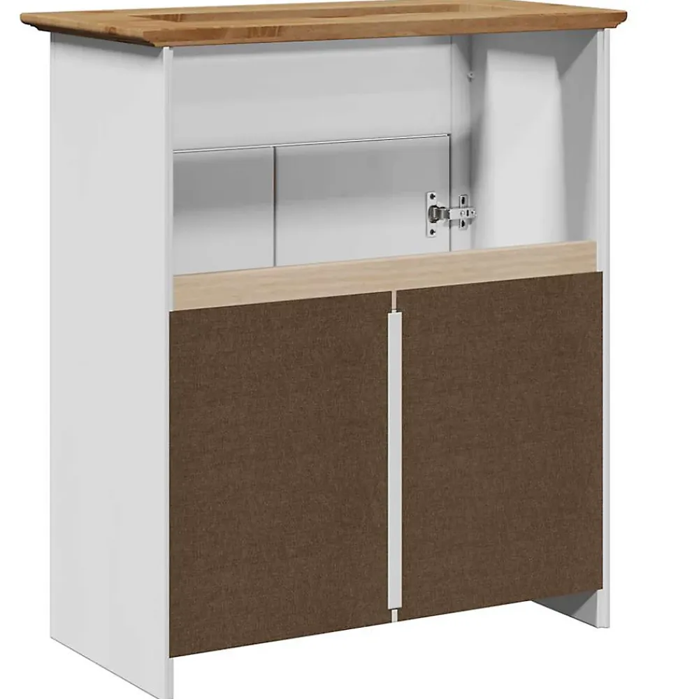 Meuble Wc|Vidaxl Armoire de lavabo de salle de bain BODO blanc marron 70x35x80cm
