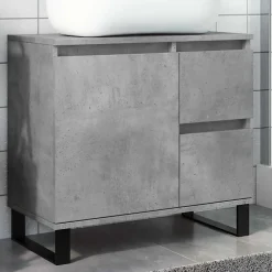 Meuble Wc|Vidaxl Armoire de lavabo de salle de bain gris béton 65x33x60 cm