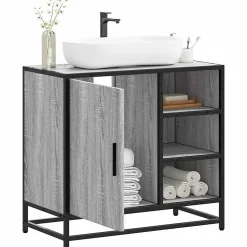 Vidaxl Armoire de lavabo de salle de bain sonoma gris 65x33x60 cm